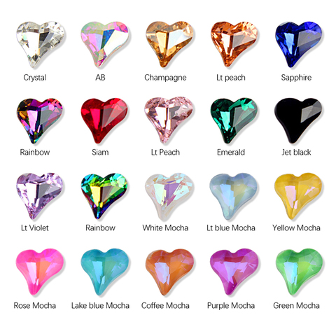 12x13mm Big Crooked Heart Nail art Rhinestone Pointed bottom Crystal Stones for nail decoration ► Photo 1/6