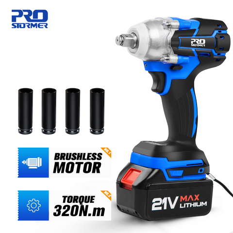 Electric Impact Wrench 21V Brushless Wrench Socket 4000mAh Li-ion Battery Hand Drill Installation Power Tools By PROSTORMER ► Photo 1/6