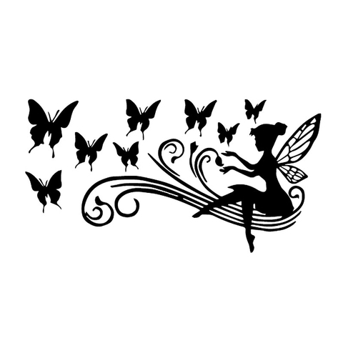 Funny Fairy Butterfly Flower Car Sticker Automobiles Motorcycles Exterior Accessories Vinyl Decals for Toyota Honda Lada Vw Bmw ► Photo 1/3