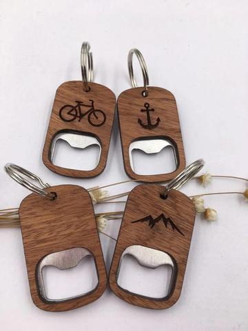 Wooden Openers Key Chain Mountain Deer Bike Anchor Bottle Opener Keychain Wood Gifts Beer Accessories ► Photo 1/6