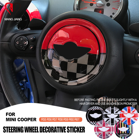 For MINI COOPER R55 R56 R57 R58 R59 R60 R61 Clubman Countryman Steering Wheel Center 3D Dedicated Car Sticker Decal Cover 2 PCS ► Photo 1/6