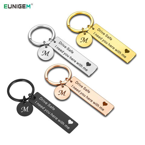 Custom Drive Safe Keychain A-Z 26 Initials Lettering Men Women Boyfriend Husband Key Chain Birthday Chritsmas Father's Day Gifts ► Photo 1/6