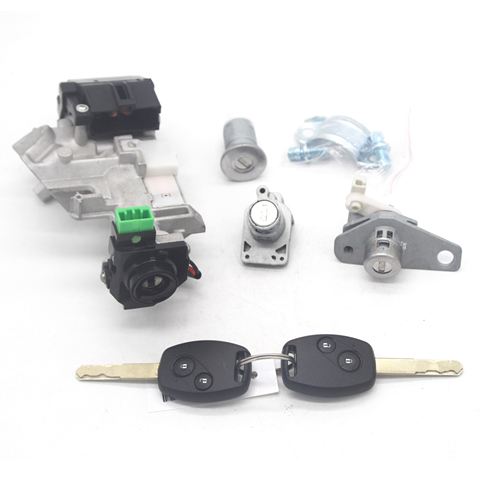 COMPLETE LOCK SET IGNITION SWITCH DOOR LOCK BARREL TRANS 2 KEYS WITH 46 CHIP FOR HONDA CIVIC 06-08 ► Photo 1/6