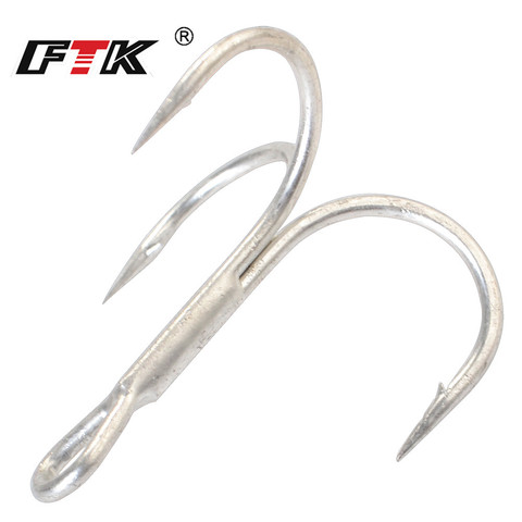 FTK High Carbon Steel Fishing Hook triple Super solid Sharp Barbed Treble Hooks 3/0# 1/0# 1# 2# 4# Fishing Lure Tackle Fishhooks ► Photo 1/6