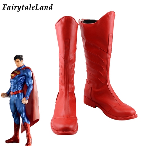 Superhero Cosplay Superman Boots Adult Men Halloween Carnival Costume Shoes Role Playing Clark Kent PU leather Red Shoes ► Photo 1/1