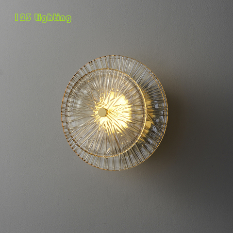 Nordic Round Glass LED Aisle Stairs Wall Lights Surface Mount Bedroom Living Room Sconce Corridor Luminaire Home Lamp Fixtures ► Photo 1/6