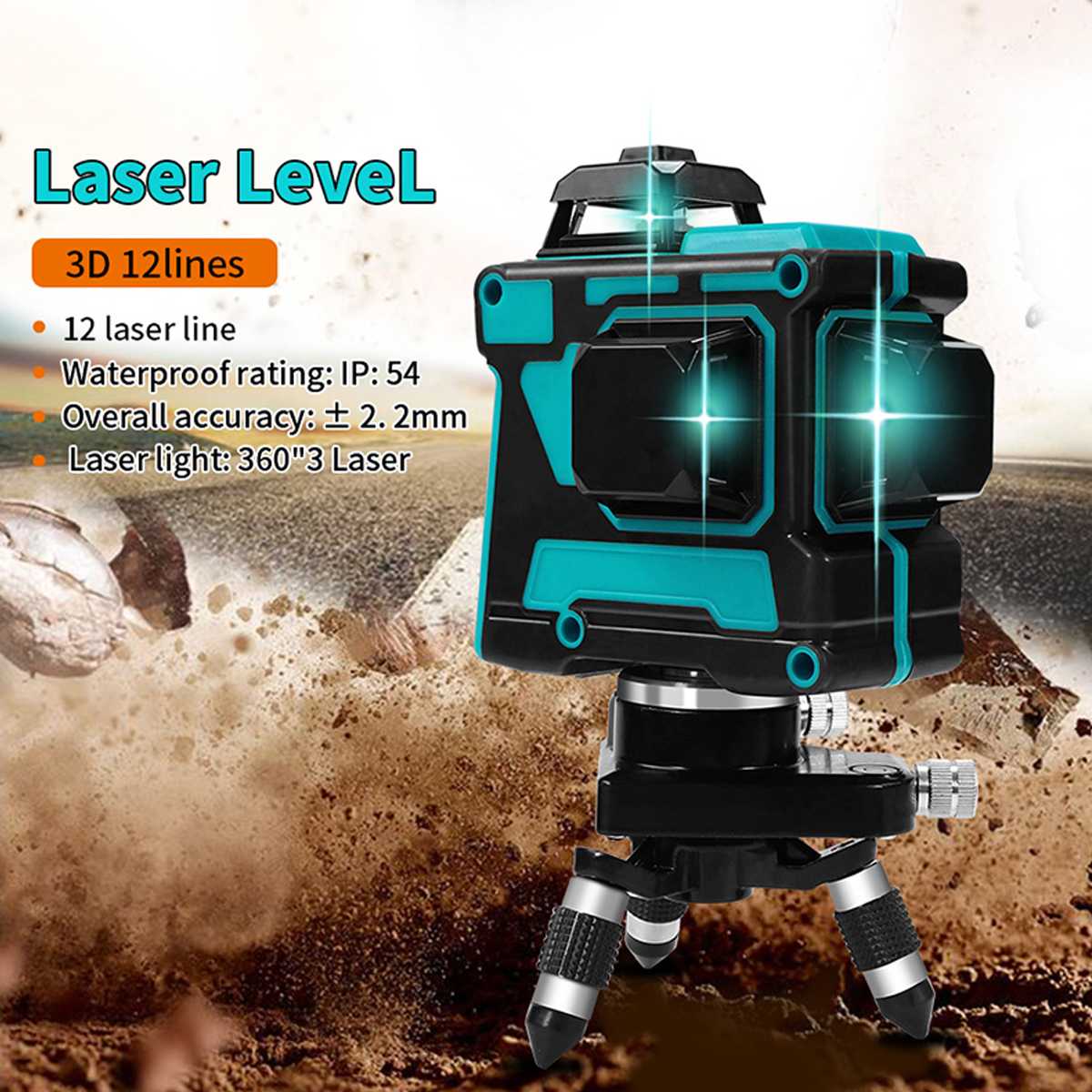 Accurate Laser Level 3 Line Blue Self-Leveling Outdoor 360° Rotary Cross Measure 