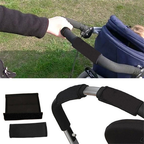 2pcs/Pair New Baby Stroller Accessories Carriage Front Handle Pram Black Neoprene Magic Tape Bumper Bar Cover Bebek Arabasi ► Photo 1/6