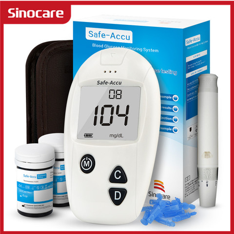 Sinocare Safe-Accu Blood Glucose Meter Glucometer Kit Diabetes Tester 50/100 Test Strips Lancets Medical Blood Sugar Meter ► Photo 1/6