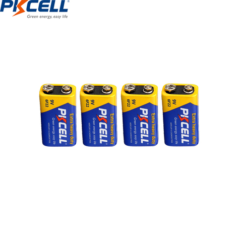 4PC PKCELL 9V 6F22 Extra heavy duty Carbon Zinc Battery 9 Volt Battery Equal to CR9V ER9V 6LR61 batteries for electronic therm ► Photo 1/6