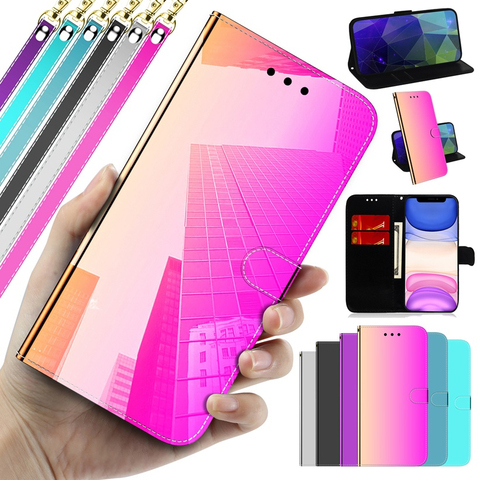 3D Mirror Leather Phone Case For Huawei Honor 10 20 20i P30 P40 Lite Pro Nova 6SE 7i P Smart Plus Y5 Y6 2022 Wallet Stand Cover ► Photo 1/6