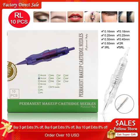 Biomaser Permanent Makeup Catridges Needle For Tattoo Rotary Pen Machine Kit Eyebrow Needle 1R,2R,3RL,5RL ► Photo 1/6