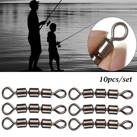 10Pcs Safe Fishing Swivels Spinning Bearing Stainless Steel Rolling Triple Corrosion Resistant Lightweight Quick Connect Swivels ► Photo 1/1