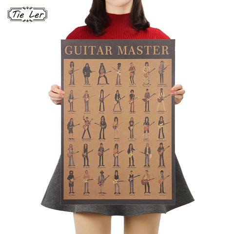 TIE LER Classic Movie Poster Cafe Bars Kitchen Decor Posters Adornment Guitar Vintage Poster Retro Wall Stickers 51x35cm ► Photo 1/6