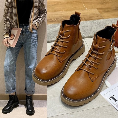 Spring/Autumn Women Boots Martin Boots Ankle Lace-Up Retro Fashion Shoes Woman Zapatos De Mujer Platform Boots Ladies Shoes ► Photo 1/6