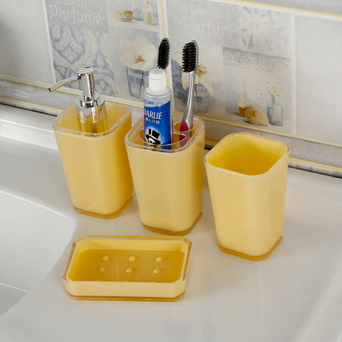 Bathroom Accessories 4Pcs/Set Bathroom Gadgets Soap Dispenser Cup Soap Dish Toothbrush Holder ► Photo 1/6