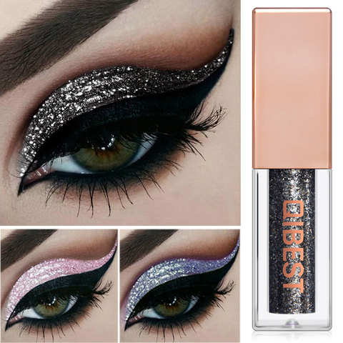 Black Glitter Eyeshadow Shimmer Eye Pigment Nude Makeup Waterproof Eye Shadow Liquid Festival Eyes Metallic Smokey Cosmetics ► Photo 1/6