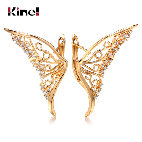 Kinel 585 Rose Gold Luxury Hollow Butterfly Women Earring Bling Crystal Zircon Dazzling Stud Earring Wedding Jewelry Gift ► Photo 1/6