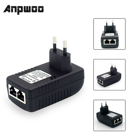 ANPWOO POE Injector AC220V  to DC12V 2A DC48V 0.5A POE Power Supply Over Ethernet Injector Adapter EU/UK/US Optional ► Photo 1/5