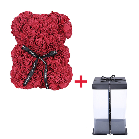1 Set With Box 25cm Teddy Rose Bear Artificial PE Flower Valentine's Day Girl Friend Women Wife Mother's Day Gift Wedding Party ► Photo 1/6