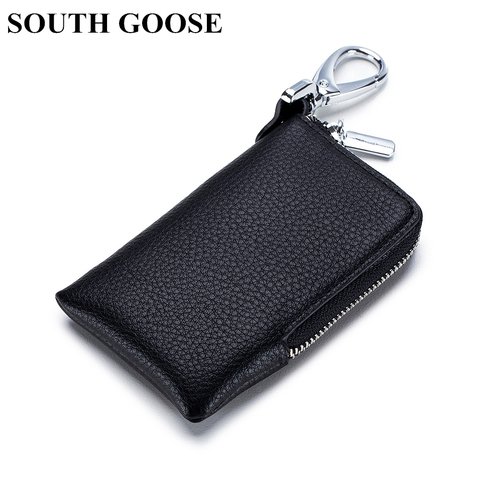 SOUTH GOOSE Brand Unisex Leather Slim Car Key Holders Fashion Housekeeper Keys Organizer Lady Zipper Key Wallets Card Bag Gifts ► Photo 1/6