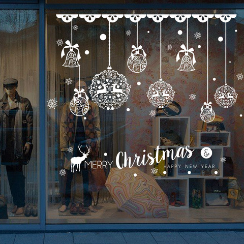 2022 New Year Window Glass Christmas Shop Window Decoration Removable Stickers Christmas Bells Deer For Xmas Home ► Photo 1/1