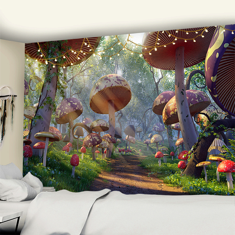 Fairytale Dreamy Mushroom Tapestry  Psychedelic Carpet Bohemian Home Decor Witchcraft Hippie Kids Room Decor Wall Tapestries ► Photo 1/6