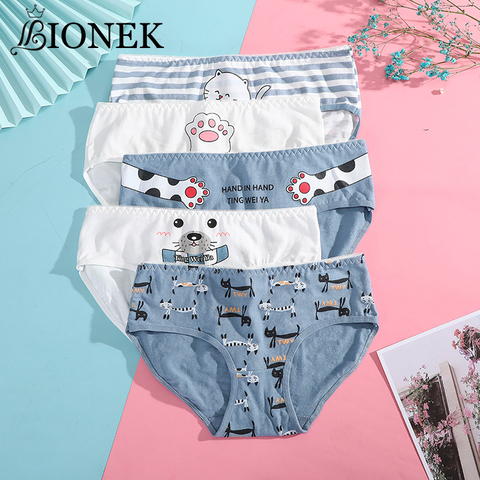 BIONEK Women Panties Cotton Female Breathable Underwear Mid-Rise Cartoon Briefs for Ladies Girls Comfortable Sexy Cute Lingerie ► Photo 1/6