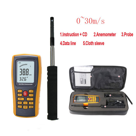 Anemometer Portable Thermometer GM818 Wind Speed Gauge Meter Windmeter 30m/s LCD Anemometro Digital Hand-held Anemometer ► Photo 1/1