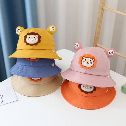 2 3 4 Years Baby Kids Fisherman Hat Spring Summer Children Outdoor Beach Ocean Sunshade Cap Boy Girl Cartoon Lion Sun Hats ► Photo 1/6