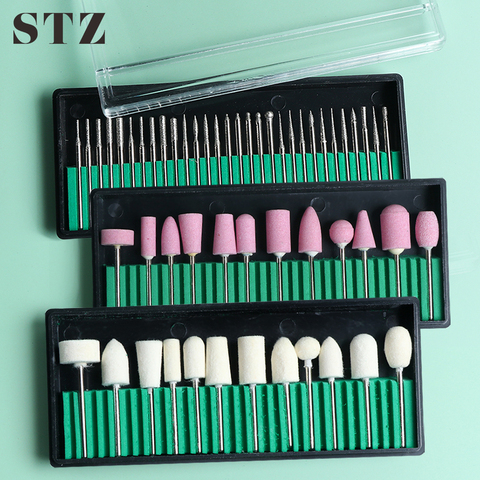 STZ Professional Milling Cutter Ceramic Diamond Nail Drill Bits Set Rotary Burr Electric Nail Files for Gel Polish Remover #1560 ► Photo 1/6
