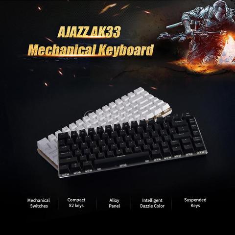 Ajazz AK33 Mechanical Keyboard 82 Key Anti-Ghosting Gaming Keyboard Blue / Black Switch Gamer PC Laptop Backlit Blue White RGB ► Photo 1/6