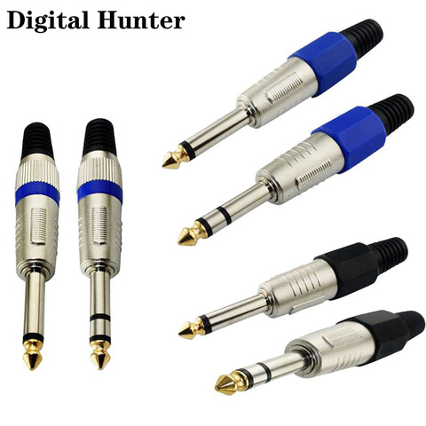 1Pcs Stereo Jack 6.35mm 1pcs 6.3mm Male Plug with Gold Plated Head Audio Microphone Wire Connector 6.35mm Male Plug ► Photo 1/6