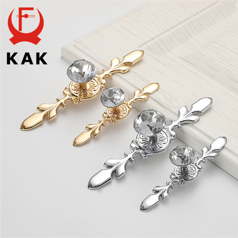 KAK Luxury Diamond Crystal Handles Shoebox Cabinet Handles Closet Dresser Drawer Knobs Wardrobe Pulls Pullers Furniture Hardware ► Photo 1/6