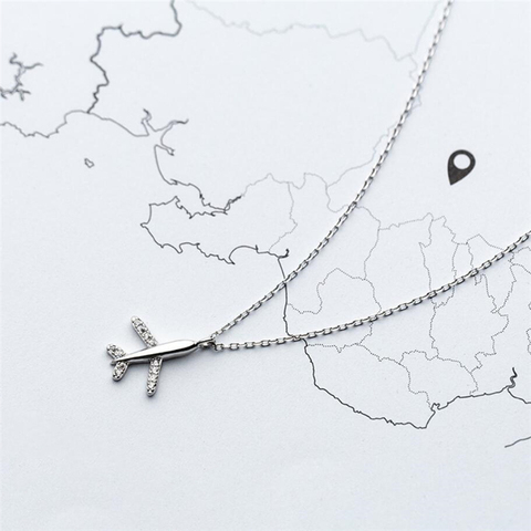 Sole Memory Sweet Cute Mini Plane Literary 925 Sterling Silver Clavicle Chain Female Necklace SNE562 ► Photo 1/6