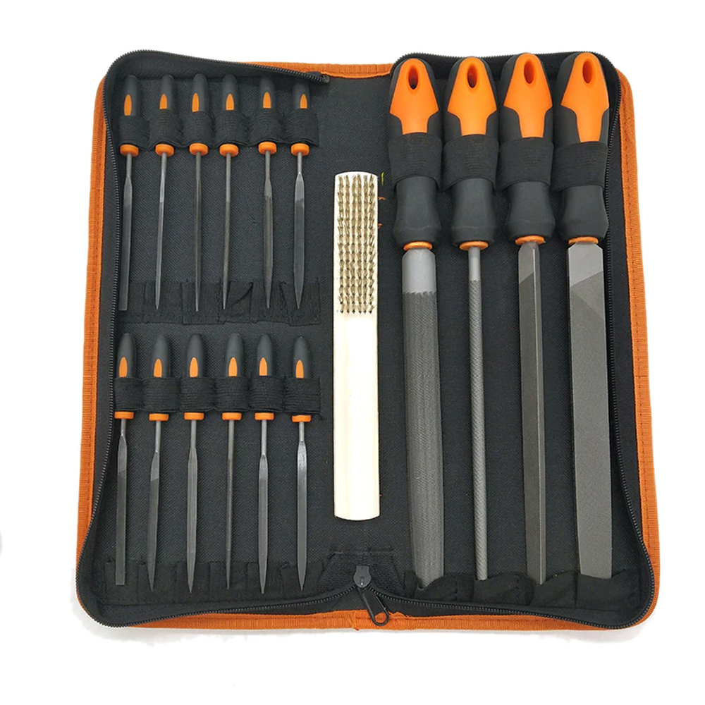 17pcs Forged Alloy Steel File Set With Carry Case, Precision Flat/triple-cornered/half-round/round Large File And 12pcs Needle F ► Photo 1/6