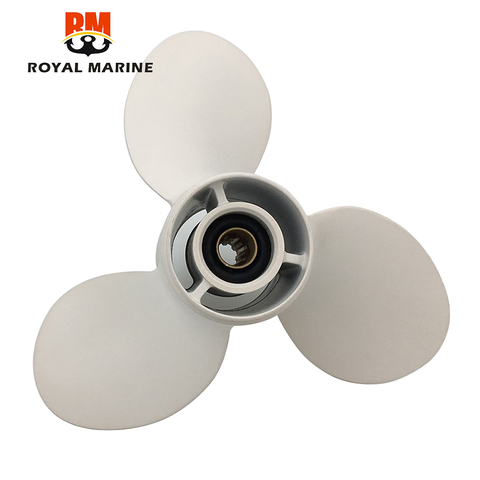 63V-45945-00-EL Outboard Propeller 9 1/4 x 9-J Aluminum Alloy For Yamaha 9.9-15HP White 3 Blades 8 Spline Tooth R-Rotation ► Photo 1/4