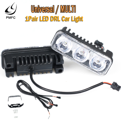 PMFC 1Pair LED DRL Car High Power Running Lights Universal MULTI DC Lens Waterproof 12 - 24V white 6000k with Fog Lamps ► Photo 1/6