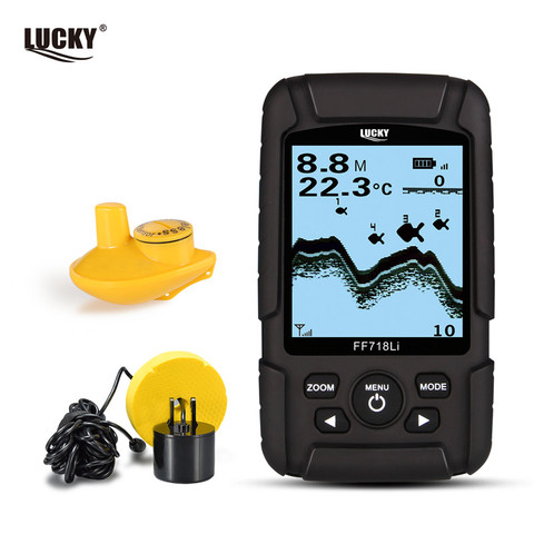 Russian menu!LUCKY FF718Li Sonar Transducer 2-in-1 Wired & Wireless Sensor Portable Waterproof Fish Finder 328ft /100m depth ► Photo 1/6