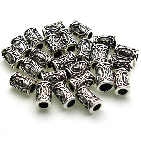 24pcs/set Hair Tube Bead Viking Runes Beads Dreadlock Braiding Jewelry Beard Hair Decor Necklace Bracelet Findings Accessories ► Photo 1/2