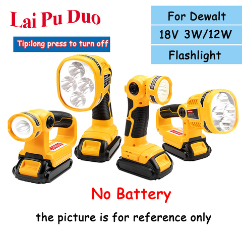 Pistol/Portable 3W/12W 18V LED Lamp Flashlight For Dewalt(NO Battery,NO Charger)Lithium Battery USB Outdoor Tools Work Light ► Photo 1/6