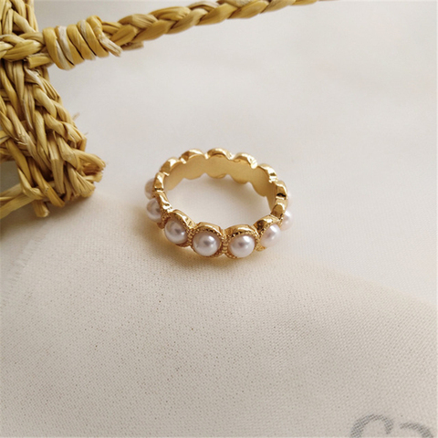 2022 New Pearl Rings Natural Freshwater Pearl Geometric Rings for Continuous Circle Minimalist Ring Women gift ► Photo 1/6