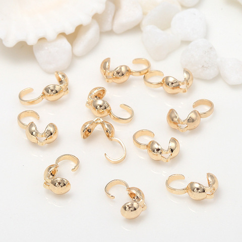 50PCS 5x10MM 24K Gold Color Plated Brass Crimp End Caps Clasps Wire and Thread Covered Clasps Diy Jewelry Findings Accessories ► Photo 1/5