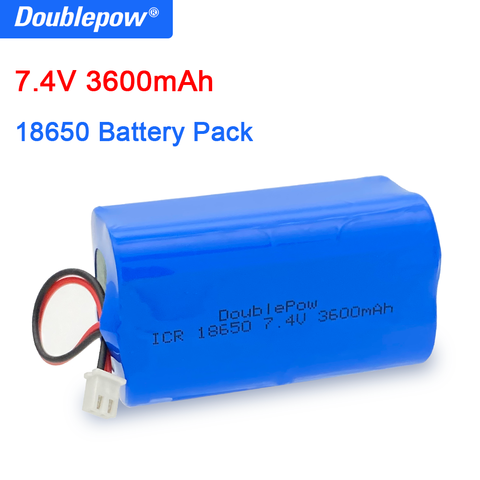 Doublepow 18650 7.4V lithium battery 3600mAh rechargeable battery pack megaphone speaker protection board with XH2.54-2P Plug ► Photo 1/5