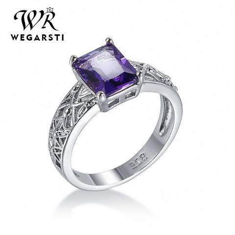 WEGARSTI Natural Amethyst Finger Rings For Women Classic 925 Silver Jewelry Wedding Engagement Ring Fine Jewelry Gift ► Photo 1/6