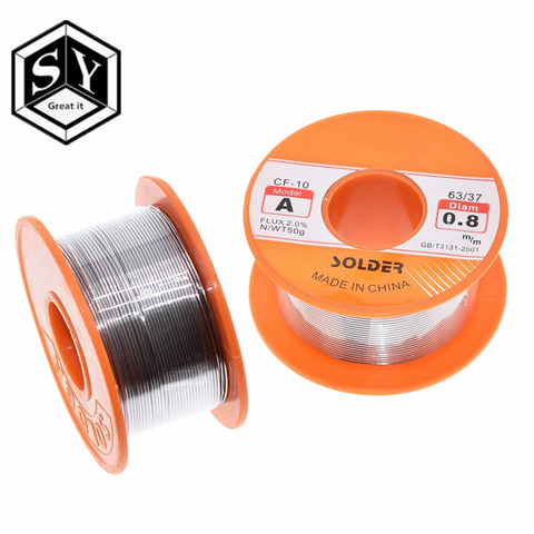 GREAT IT 0.6/0.8/1/1.2/1.5MM 63/37 FLUX 2.0% 45FT Tin Lead Tin Wire Melt Rosin Core Solder Soldering Wire Roll For diy ► Photo 1/6
