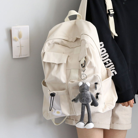 Multi-pocket Design Women Backpack Teenage Girls School Bags Green Soft Nylon Campus Student Book Bags for School Teen ► Photo 1/6
