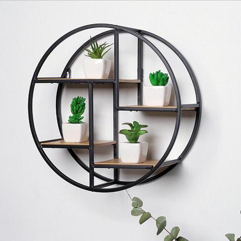 Fashion Wall Mounted Iron Shelf Round Floating Shelf Wall Hanging Storage Holder Rack for Home Living Room Office Decoration ► Photo 1/6