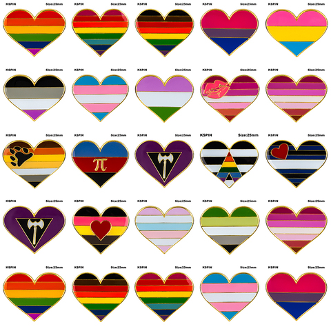 Rainbow Heart Shaped Pride Badge Symbol Pin Metal Badges Decorative Brooch Pins for Clothes Brooch Jewelry ► Photo 1/6