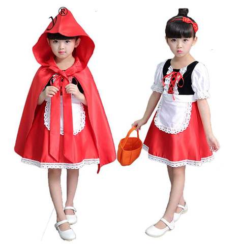 2022 Little Red Riding Hood Cosplay costume for kids dress Halloween Carnival Fantasia Party girls Fancy Dress children party ► Photo 1/4